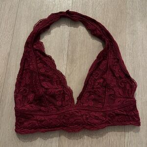 Urban Outfitters Lace Halter Bralette in Deep Burgundy